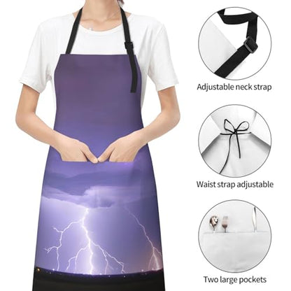 Cartoon heart sun Heavy Duty Waterproof Apron with Pockets for AdultsResistant Grilling, Gardening, Painting - color: Lightning Storm