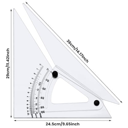 12 Inch Adjustable Triangle Acrylic Adjustable Drafting Triangle Computing Trig Scale for Drafting Architect Engineer Educational Supplies