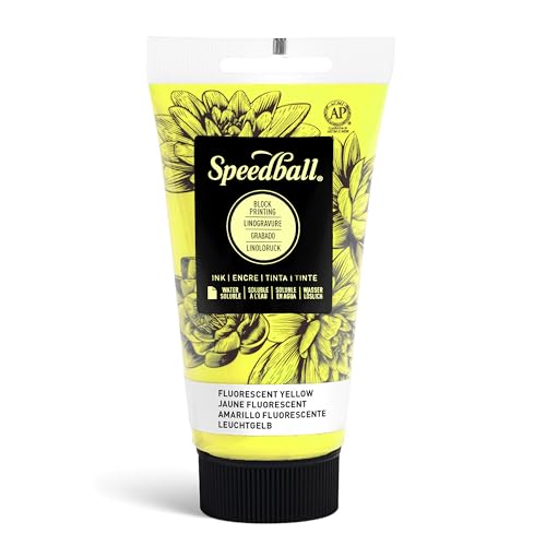 Speedball Water-Soluble Block Printing Ink, 2.5-Ounce Tube, Fluorescent Yellow - color: Fluorescent Yellow, size: 2.5 fl oz