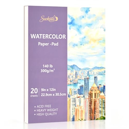 Suokata Watercolor Book, 9 x 12 Inches, 300 GSM Cold Press Watercolor Pad | 140lb Water Color Paper for Watercolors, Gouache & Acrylic Paint, Thick Art Paper for Beginners, Artist, Adults & Students - color: Pink