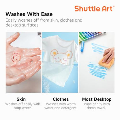 Shuttle Art Tempera Paint Sticks, 60 Pack, 2 Sets of 30 Colors Solid Tempera Paint, Washable, Super Quick Drying, Works Great on Paper Wood Glass Ceramic Canvas for Class School