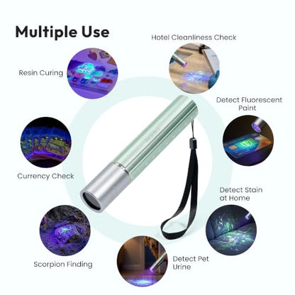 Resiners UV Resin Light, Mini 365nm Rechargeable UV Light for Resin | fast 10-20s curing, deep 365nm curing with portable design and auto shut-off safety for resin molds, jewelry and DIY