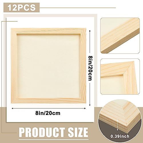 Kathfly 12 Pcs 8 x 8'' Wood Panel Boards, Unfinished Wood Canvas Panels for Painting Crafts DIY Drawing Pouring Art Projects - size: 8 x 8 Inch