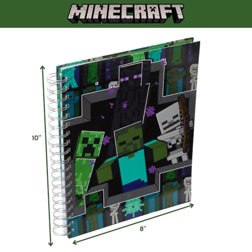 Minecraft Sketchbook for Kids with Washable Markers, 86 Blank Pages Spiral Bound, Green - color: Minecraft