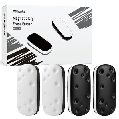 Wingwise Magnetic Dry Erase Eraser for Glass Whiteboards,White Board Erasers with Strong Magnet, 4-Pack, 2 Black + 2 White, for Office, Classroom, Home - color: 4-pack/ 2 Black+2 White