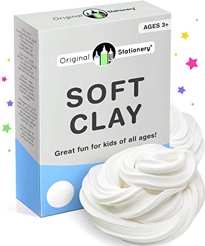 Original Stationery Soft Clay for Slime, 230 g (8.1 oz) White Foam Clay Add-in for Slime Making, Stretchy Air-Dry Butter Texture, Birthday Craft Gift for Kids - size: Original Size - 230g