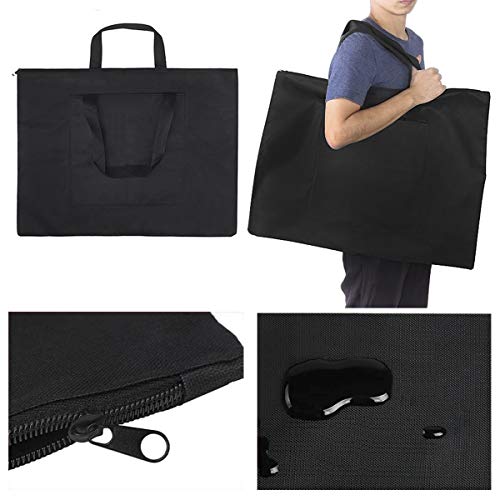 Starsouce Canvas Art Portfolio Carry Bag Multipurpose Zippered Artist Portfolios Case Tote Drawing Board Bag with Pocket for Transport Storage Painting Sketching Drawing Art Supplies, Black