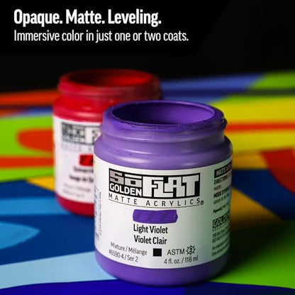 GOLDEN SoFlat Matte Acrylics, Zing 6 Color Set, Professional Acrylic Paint