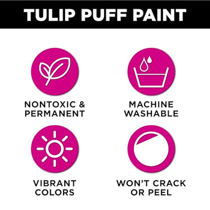 Tulip Puff Fabric Paint , Permanent Craft Paint for Clothes, DIY Projects, Notoxic, 4 fl oz 3-Pack, Shiny Black - color: Black