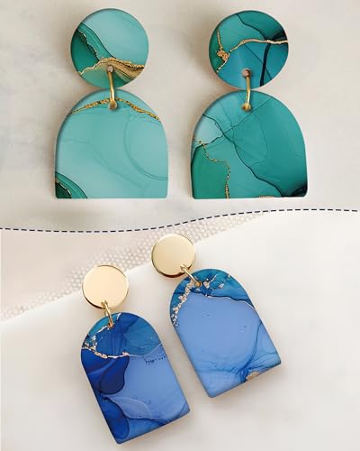 Puocaon Abstract Clay Transfer Paper - 18 Pcs Colorful Marble Art Design Transfer Sheets for Polymer Clay Colorful Earrings Design Jewelry Making - color: blue marble