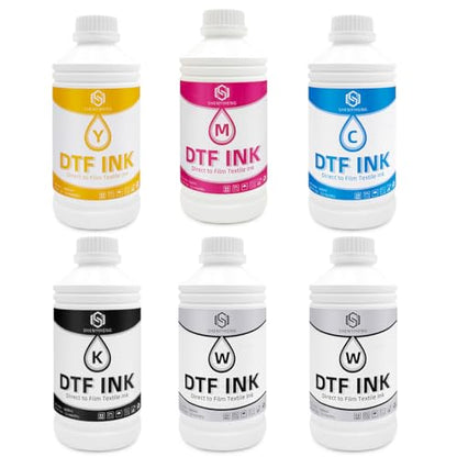 Premium DTF Ink 6000ML - DTF Transfer Ink for PET Film, Used for Epson ET-8550, L1800, L800, R2400, P400, P800, XP15000, Heat Transfer Printing Direct to Film, 6x1000ML (CMYKWW) - size: 6x1000ml (CMYKWW)