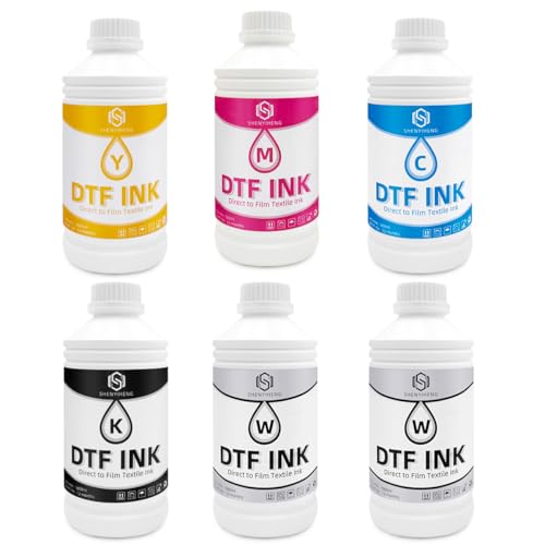 Premium DTF Ink 6000ML - DTF Transfer Ink for PET Film, Used for Epson ET-8550, L1800, L800, R2400, P400, P800, XP15000, Heat Transfer Printing Direct to Film, 6x1000ML (CMYKWW) - size: 6x1000ml (CMYKWW)
