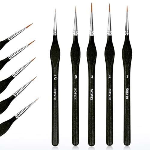 5PC Miniature Paint Brush for Fine Detailing, Detail Paint Brushes, Small Painting Brushes for Art, Crafts, Acrylic, Watercolor, Model, Face, Paint by Number, Figurine(Black) - color: Black, size: 5