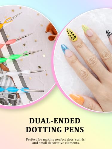 YOOVR Nail Art Tools Set, Nail Stand for Press on Holder for Painting Nails, Nail Art Brushes, Liner Brushes, Nail Dotting Tool, Must Haves Design Tools Supplies Kit for Nail Tech & Beginners (White) - color: White