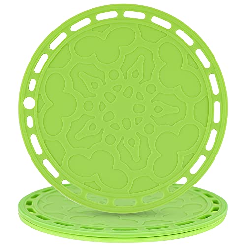 Green Silicone Trivet Mat Big Round PotHolder Hot Pads and Trivets for Hot Dishes and Hot Pots Holder, Hot Mats for Countertops, Tables, Spoon Rest Set 3 - color: N: Green