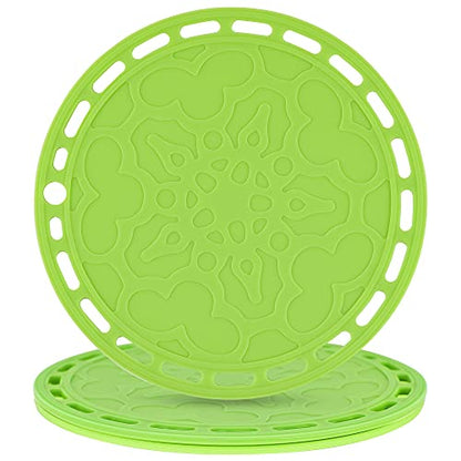 Green Silicone Trivet Mat Big Round PotHolder Hot Pads and Trivets for Hot Dishes and Hot Pots Holder, Hot Mats for Countertops, Tables, Spoon Rest Set 3 - color: N: Green