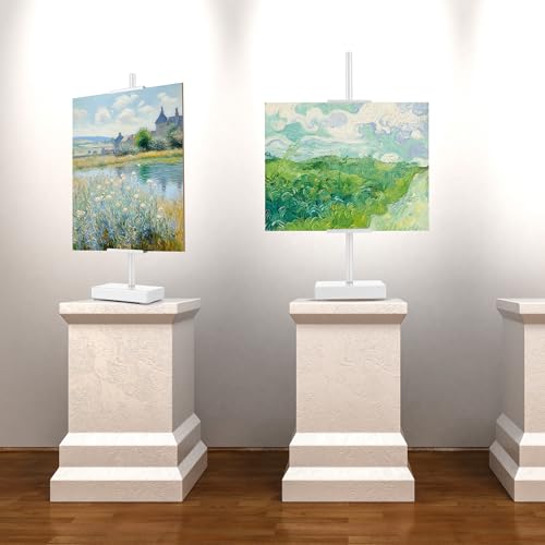 18” Steel Adjustable Tabletop Easel Stand,Picture Frame Holder for Display,Decorative Stands for Photos,Plates,Painting,Artwork,Poster,Books (White, 18 in)