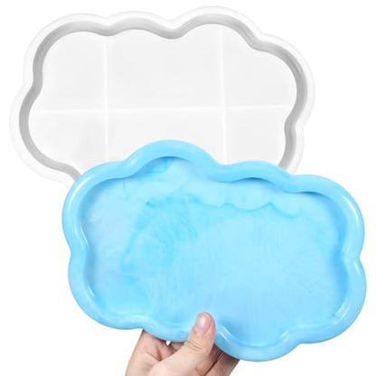 Cloud Shape Tray Silicone Mold, Silicone Molds for Epoxy Resin, for DIY Handmade Decorative Crafts, Jewelry Bases, Plates, Candle Holders, Containers