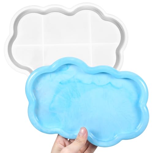 Cloud Shape Tray Silicone Mold, Silicone Molds for Epoxy Resin, for DIY Handmade Decorative Crafts, Jewelry Bases, Plates, Candle Holders, Containers