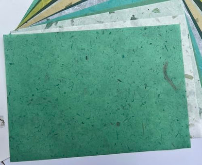 A4 Natural Banana bark, Leaves etc., Mulberry Paper Sheets Art Tissue Washi Paper Design Craft Art Origami Suppliers Card Making Writing Painting 50 Sheets (Green Leaves,Banana Bark, etc.,, A4) - color: Green Leaves,Banana Bark, etc.,, size: 8.3 X 11.7 In