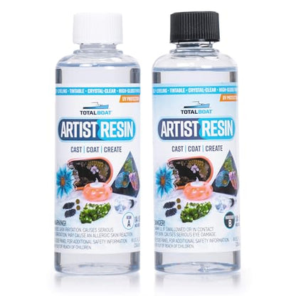 TotalBoat Artist Epoxy Resin - 16 Oz. Pint Kit with 1:1 Mix Ratio and UV Resistance - High-Gloss, Crystal-Clear Casting Formula for Artwork, Charms, Crafts, Jewelry, and Tumblers - size: 16 Ounce