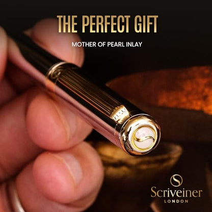 Scriveiner Personalized Silver Chrome Ballpoint Pen - Stunning Luxury Pen, Real Gold Plating, Schmidt Ink Refill, Best Engraved Ball Point Gift Set for Men & Women, Custom Name Engraving - color: 9. Silver Chrome with Gold (Personalized)