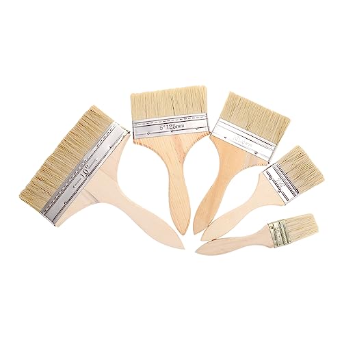 5pcs Thickened Wooden Handle Paint Brush Set for Oil and Watercolor Painting Brushes for Home and Crafts for Artists and DIY Projects