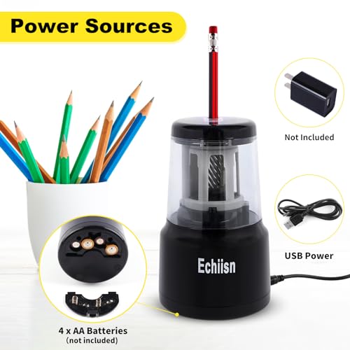 Electric Pencil Sharpener, Office Personal Super Sharp, Powerful Stall-Free Motor, 10yr Warranty, (Black)