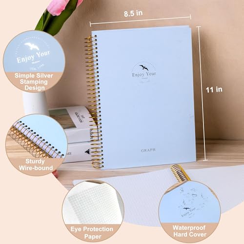 FLYING EAGLE 8.5 x 11 Large Graph Notebook Journal Spiral Graph Grid Notebook 210 Pages Hardcover Notebooks Engineering Paper Notebook Graphing Notebook for Men Women, Blue - color: Blue, size: Graph
