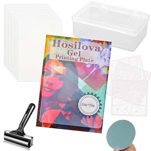 Reusable Gel Printing Plate - 5" X 7" Gel Plate with Press Rubber，No Aging and Bubbling Gel Printing Plate, Printmaking for Card Making, Arts and Crafts, Scrapbooking and Journaling