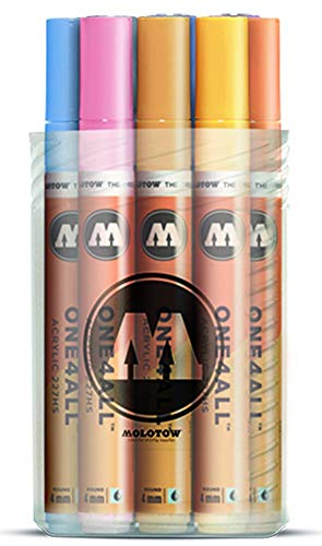Molotow ONE4ALL Acrylic Paint Marker Set, 4mm, Assorted Pastel Colors, 12 Marker Set, 1 Set Each (200.165) - color: Assorted Pastel Colors, size: 12 Count (Pack of 1)