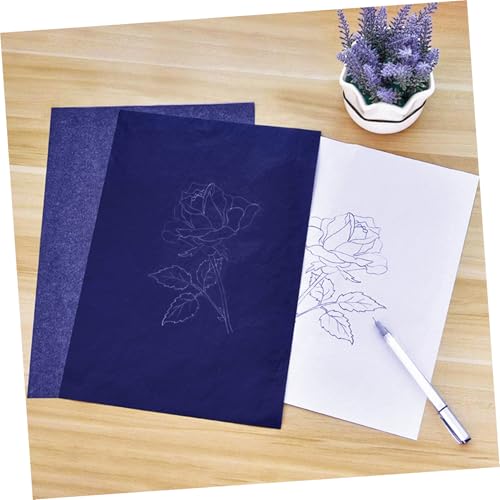 Uonlytech 100Pcs Blue Graphite Carbon Transfer Paper for Tracing Drawing Paper Canvas and More for Crafts and Design Projects