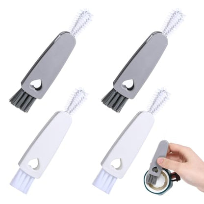 4Pcs 3 in 1 Cup Lid Cleaning Brush, Crevice Cleaning Brush Set Mini Multi-Functional Clean Brushes Portable Cup Lid Cleaner with Brushes Baby Bottle Home Kitchen Crevice Clean Tools