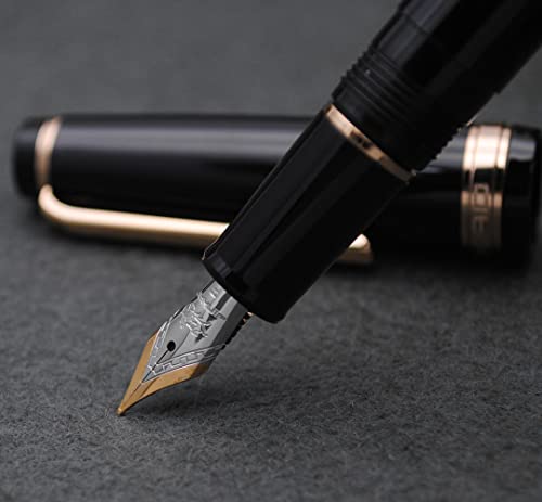 JINHAO 82 Fountain Pen with Gold Clip (F Nib 0.5mm, Black) - color: Black