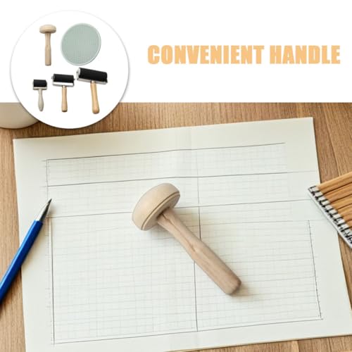 Gogogmee 5pcs Rubber Roller Stamping Tool Set with Wooden Mushroom Roller and Plastic Baren for DIY Printmaking Craft Projects, Block Printing Accessories for Art and Ink Application