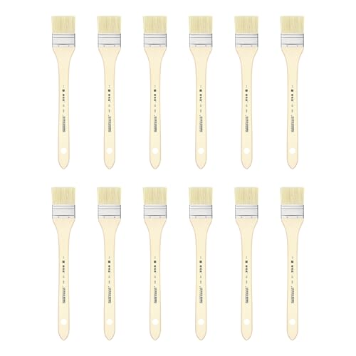 XDT#2801 Hake Artist Paint Brush 12 Piece Set #1.97in, Hog Bristle Flat Brushes for Painting, Acrylic Oil Watercolor - size: #2 12Pc Set