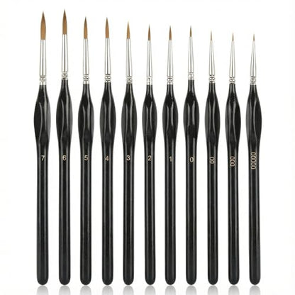 11-Piece Detail Paint Brushes Set, Triangular Grip Fine Tip Brushes, Small Paint Brush for Watercolor, Acrylic, Oil, Face, Model, Nail Art, Miniature Painting, Synthetic Bristles