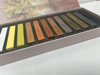 12-Pack Earth Tone Square Soft Pastels Water-Soluble Blendable Artist Drawing Pastels Set for Artists & Hobbyists Drawing, Painting & Sketching (Brown) - color: Brown