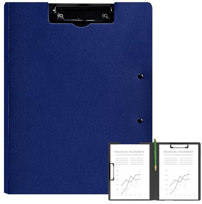 Clipboard Folder, A4 Foldable Clipboards, Office Clipboard Folder with Double Clips Metal Clip, 360 Degree Foldable Storage Clipboards for Office, School or Medical Field, Blue - style: 1Pack- Blue