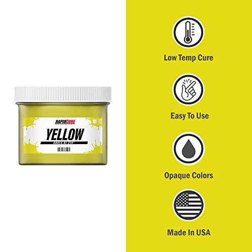 Rapid Cure® Yellow Plastisol Ink (8 oz.) and Ecotex® Plastisol Press Wash (Pint - 16 oz.) - Ink for Screen Printing Fabric, Screen Printing Cleaner/Degreaser - Silk Screen Press Wash/Plastisol Ink - color: Yellow