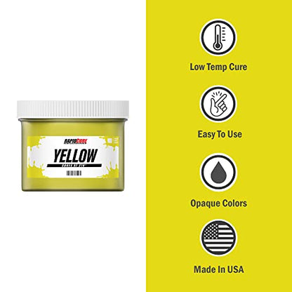 Rapid Cure® Yellow Plastisol Ink (8 oz.) and Ecotex® Plastisol Press Wash (Pint - 16 oz.) - Ink for Screen Printing Fabric, Screen Printing Cleaner/Degreaser - Silk Screen Press Wash/Plastisol Ink - color: Yellow