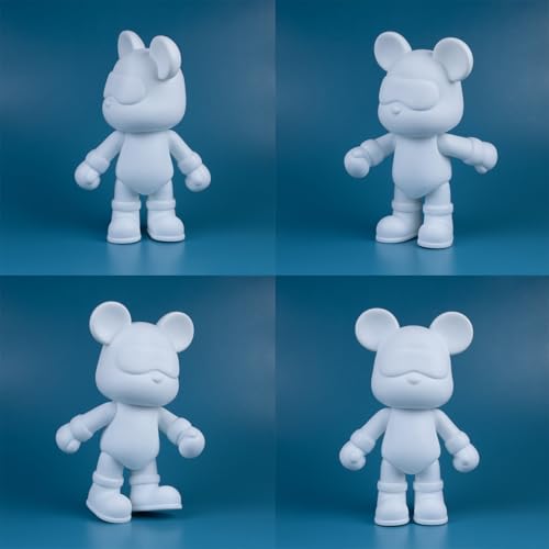 DIY (9+13 Inch, Blank Mold) Fluid Bear + Keychain Painting Set, Teddy Bear Figure for Creative Fluid Art and Home Decoration - size: 13 Inch