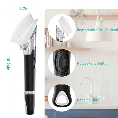 Soap Dispensing Dish Brush, Dish Scrub Brush with Soap Dispenser, Dish Soap Brush for Dishes, Pans, Sink, Pots - size: 1 Pack