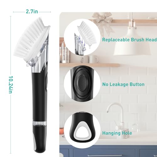 2 Pack Soap Dispensing Dish Brush, Dish Scrub Brush with Soap Dispenser, Dish Soap Brush for Dishes, Pans, Sink, Pots - size: 2 Pack