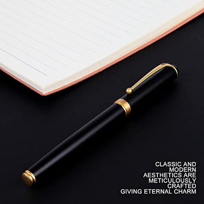 Fountain Pen-Smooth Writing Metal Water Pen with Gift Case Fine Nib Consistent Ink Flow Luxury Pen for Nice Pens Includes a Calligraphy Nib 8 Ink Cartridges and a Converter (Gold) - color: Gold