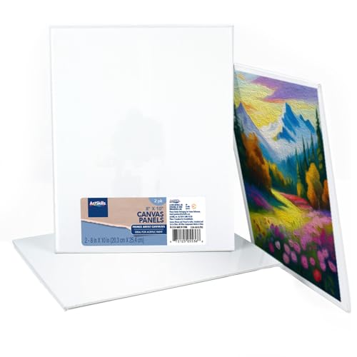 ArtSkills Canvas Boards for Painting, Canvas Painting Supplies for Artists, 8x10 Primed Blank Canvas Panel Pack, 2-Pack - size: 8x10