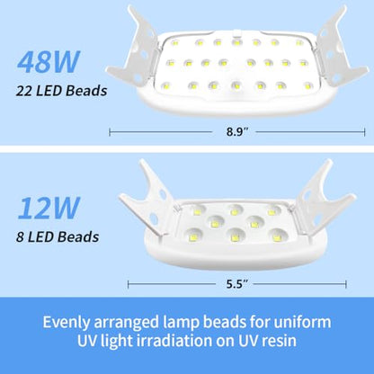 OSBANG 2 Pack UV Light for Resin, Large Size Foldable UV Resin Lamp and Mini Portable Light, Fast Curing and Light Weight UV Lamp, Resin Kits for Jewelry Making, DIY Craft - size: UV Resin Light Kit Pro