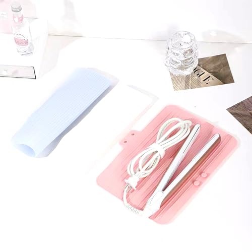 Heat Resistant Silicone Mat Travel Case Portable Travel Mat Cover for Hair Straightener, Flat Iron and Hot Hair Styling Tools (White) - color: White