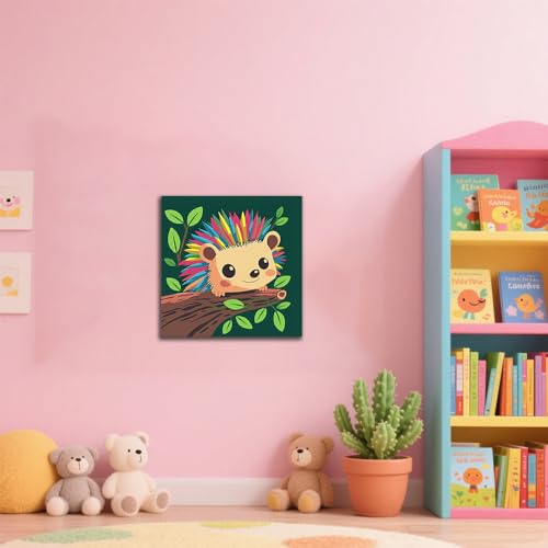 WEMEON Hedgehog Paint by Numbers Kit for Kids with Frame and Easel, Easy Paint by Numbers Kits for Kids Ages 4-6, Small Painting by Number for Birthday Gift, Painting Party(10X10inch) - color: DMBK-0001-US(10X10inch)