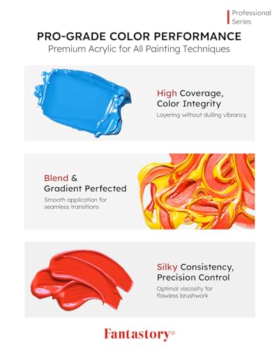 Fantastory Professional Deep Hue Acrylic - Blue (150ml/5oz) - Extreme Coverage + Precise Color Matching, Recommended by Professionals for Canvas/Wood/Clay/Fabric/Ceramic - style: 150ml Blue Color